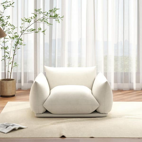 Marenco 50 in. Flared Arm Chenille Lawson Modular Sofa Single Seat Chair Couch in. Beige for Living Room Bedroom Reading
