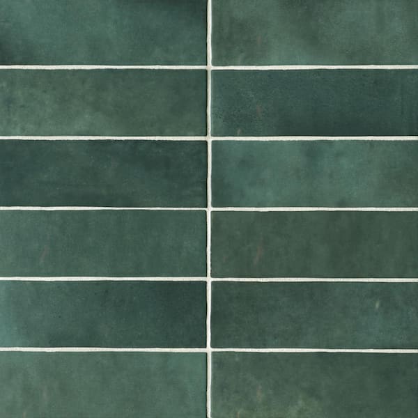 Sample-Cloe Glossy Green 4 in. x 5 in. Ceramic Wall Subway Tile