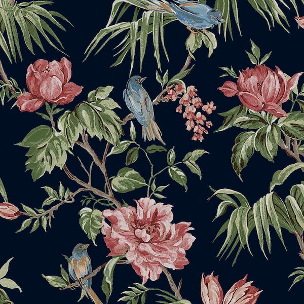 Graham & Brown Birds and Blooms Navy Removable Wallpaper