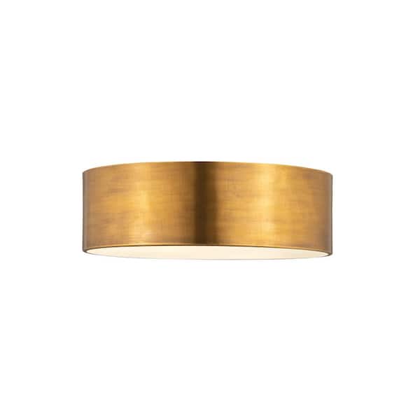 Harley 16 in. 3-Light Rubbed Brass Flush Mount