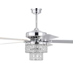 Caderina 52 in. 4-Light Chrome Finished 5 Blades Ceiling Fan with Remote