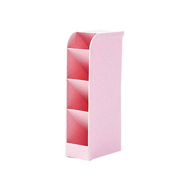 Pro Space Oblique Pink Pen Holder Desktop Plastic Pencil Case Organizer with 4-Frame for Office, School, Home Supplies