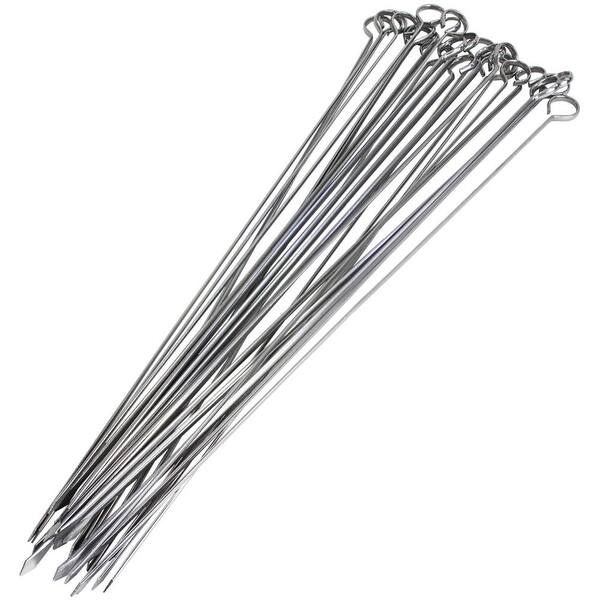 Blue Donuts 17 inch BBQ Skewers Set of 24, Used for Barbecuing Meat, Stainless Steel Barbeque Accessories