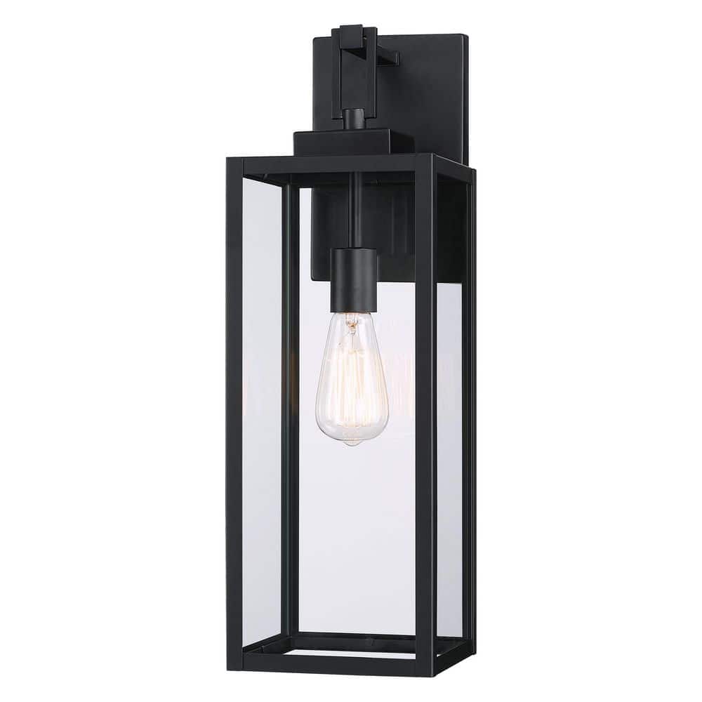Bonanza 22 in. 1-Light Matte Black Outdoor Wall Lantern Sconce with Clear Glass Shade, 1 x E26 price history on PriceWatchPro