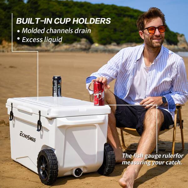 ITOPFOX 75 qt. New White Insulated Box, Chest Cooler with Wheels