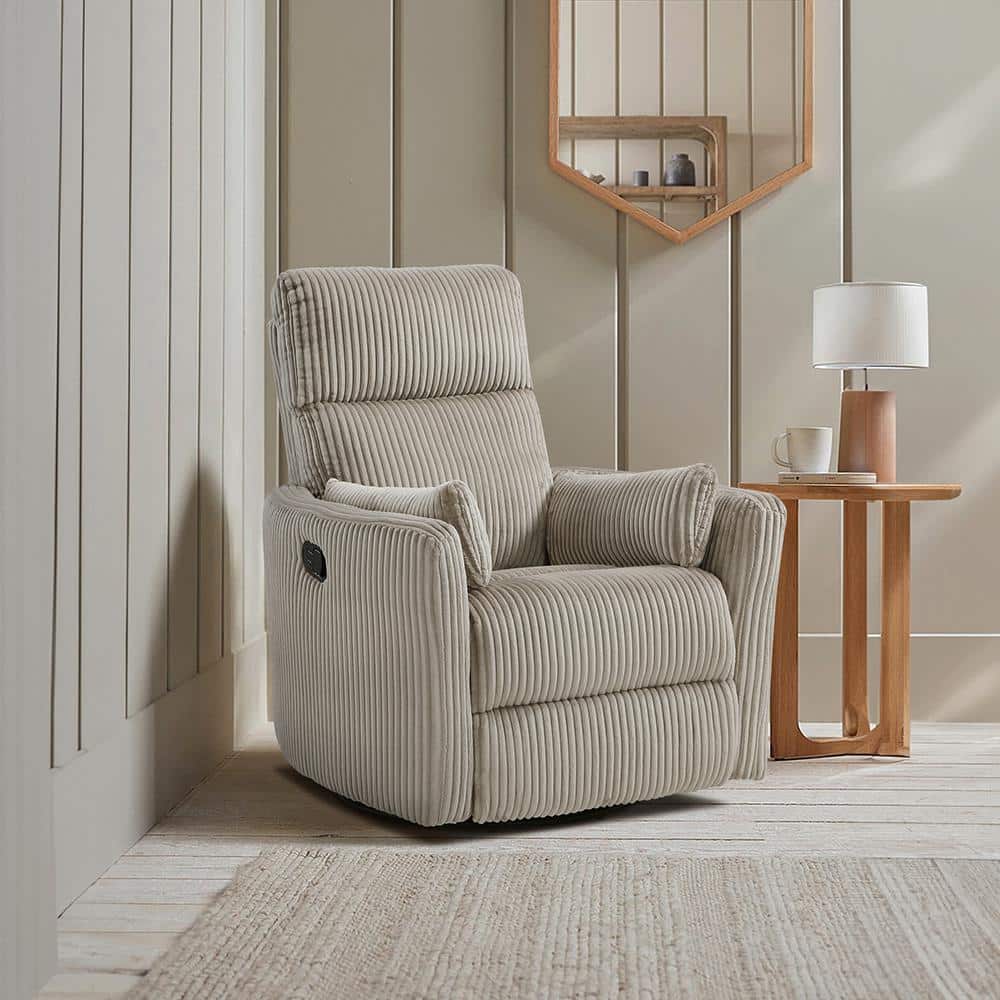 Lazzara Turbo Brown Corduroy Fabric Manual Swivel Glider Recliner ...