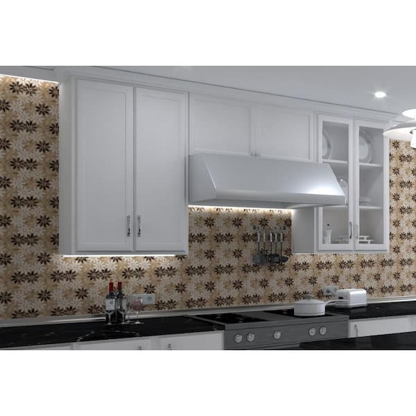 Fresh Fragrass Brown/Tan 9.5 in. x 11.5 in. Floral Pattern Smooth Matte Natural Stone Mosaic Tile (3.8 sq. ft./Case)