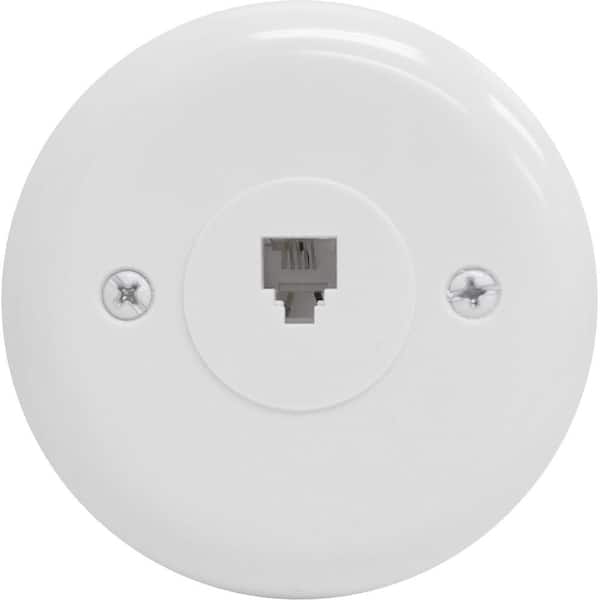 GE Round Telephone Wall Jack - Almond