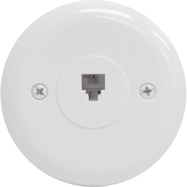 GE 1 Modular Phone Jack Round Wall Plate - White