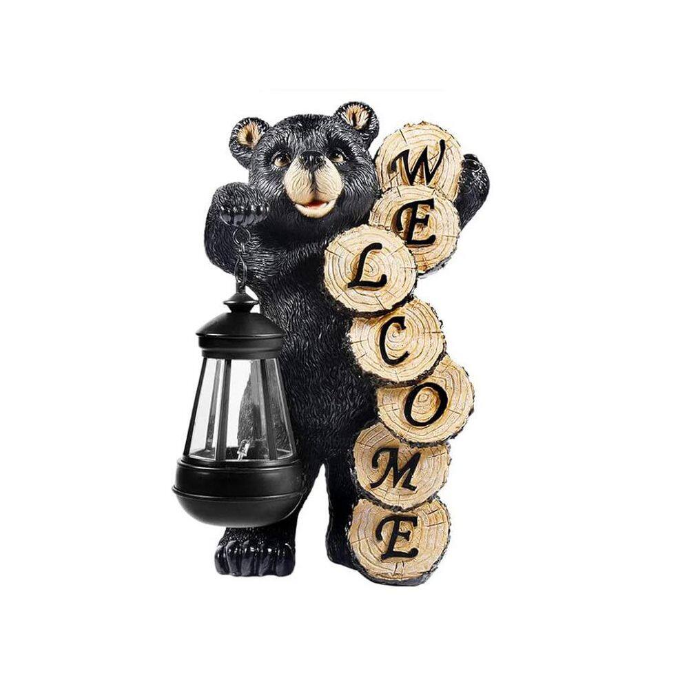 Black Resin Solar Bear Garden Statue