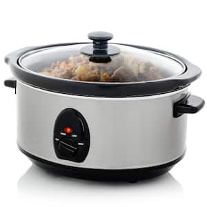 3.7 qt. Stainless Steel Electric Slow Cooker with Heat-Tempered Glass Lid, Adjustable Temperature Control, (SLO35ABR)