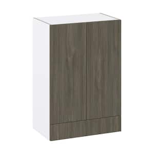 Medora textured 24 in. W x 35 in. H x 14 in. D in Slab Walnut Assembled Wall Kitchen Cabinet with a Drawer