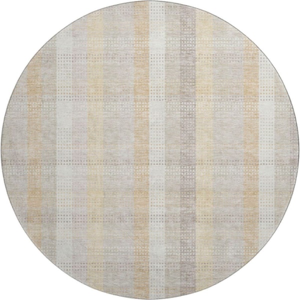 Addison Rugs Mayfield Premium Machine Washable Abstract AMF966 Ivory 8 ft. x 8 ft. Round Rug