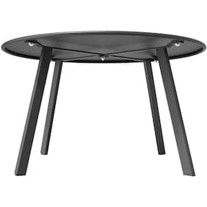 Black Round Outdoor Coffee Table, Weather Resistant Metal Large Side Table for Balcony, Porch, Deck, Poolside