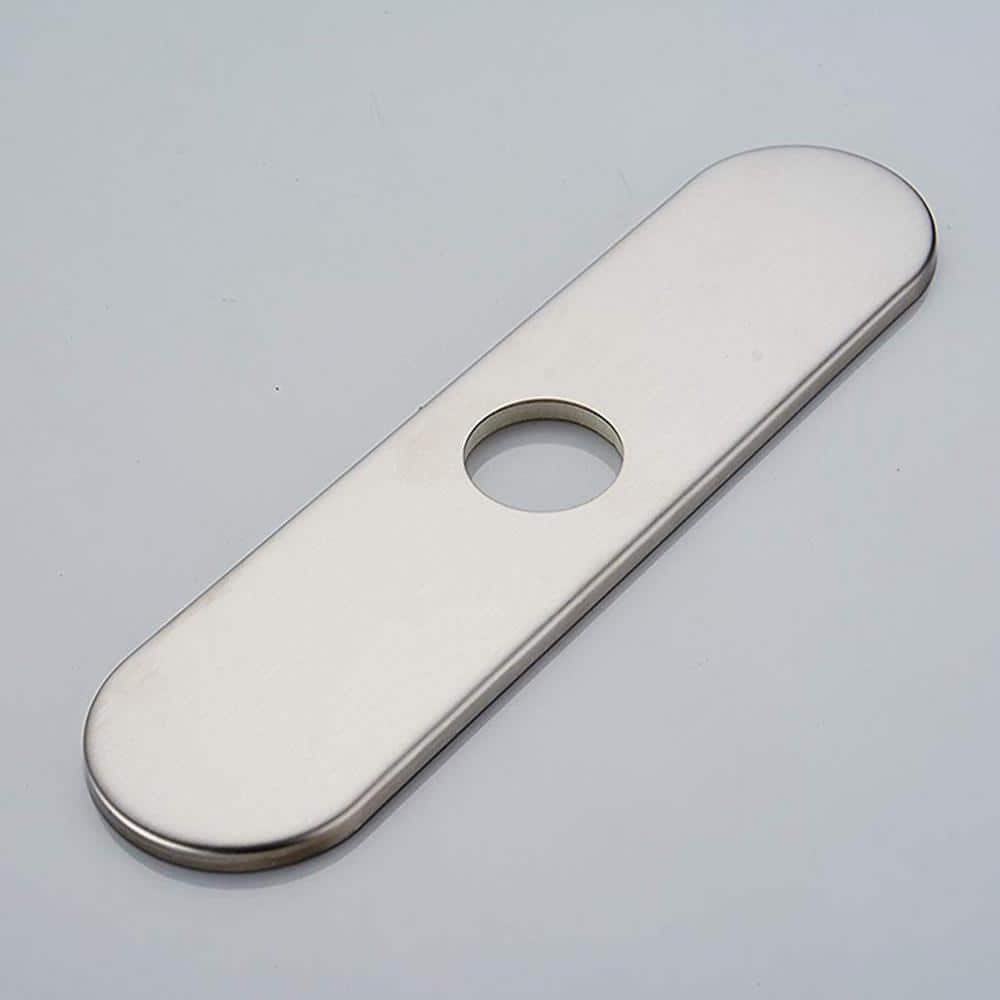 BWE Faucet Cover Sink Hole Deck plate 10 Inch for 1 or 3 Hole Brushed Nickel Bathroom or Kitchen Sink Faucet Oversized Escutcheon Plate Vessel Vanity Basin Sink Stainless Steel Plate Square Modern