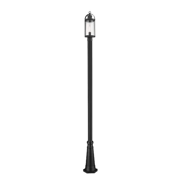 Unbranded Roundhouse 1-Light Black 114.25 in. Aluminum Hardwired Outdoor Weather Resistant Post Light Set with No Bulb Included