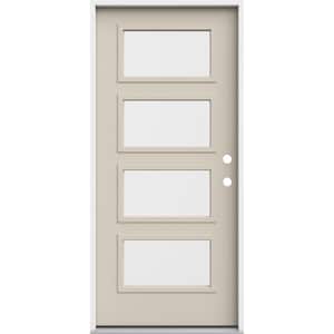 36 in. x 80 in. Left-Hand/Inswing 4 Lite Equal Clear Glass Primed Steel Prehung Front Door