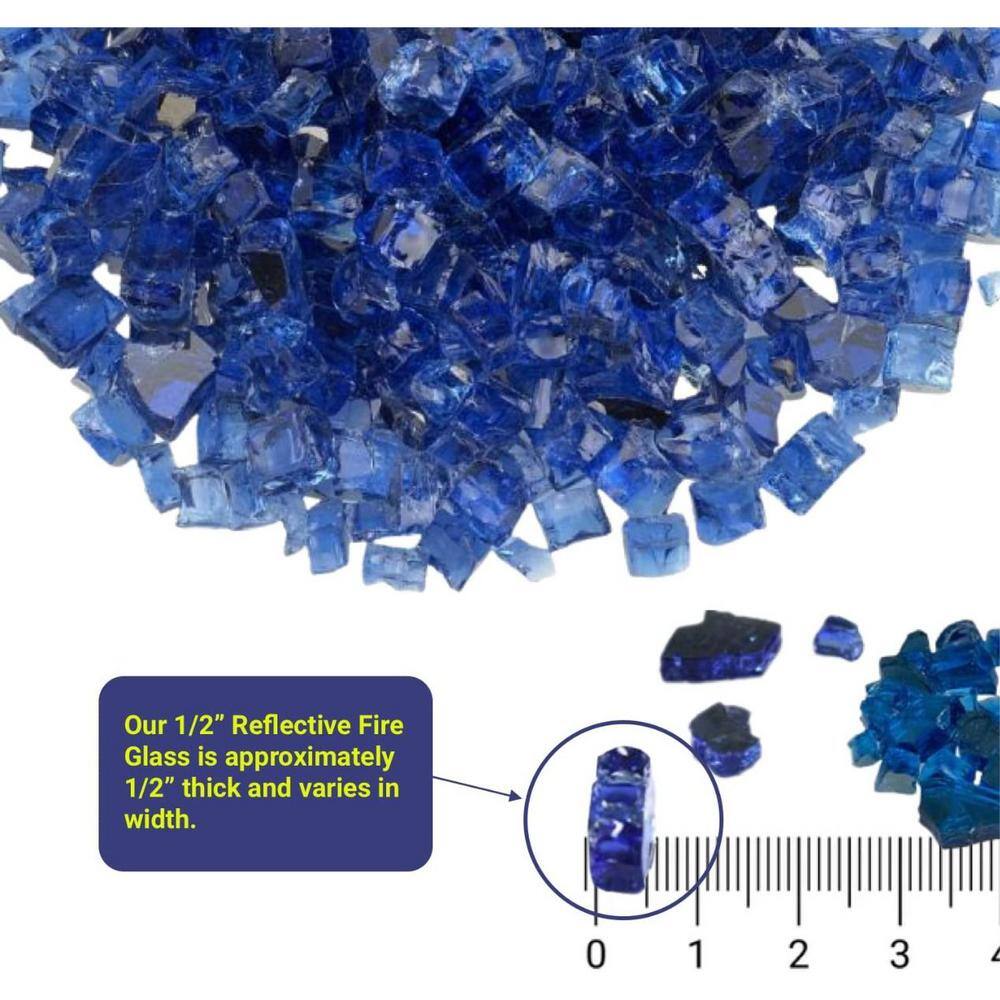 Sapphire Blue Reflective Fire Glass, 10-Pound, 1/2 Inch