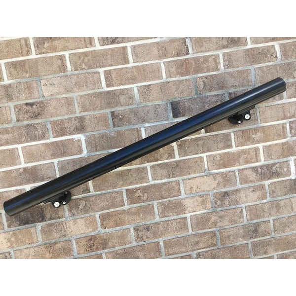 Unbranded B52 3 ft. Black Powder Coated Aluminum Handrail Kit 1.97 in. Diameter