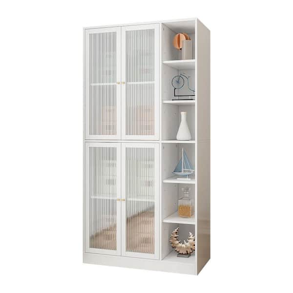 Unbranded 36.22 in. W x 15.75 in. D x 70.87 in. H Bathroom White Linen Cabinet