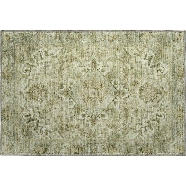 Mayfield Premium Machine Washable Abstract AMF2164 Sage 2 ft. x 3 ft. Accent Rug