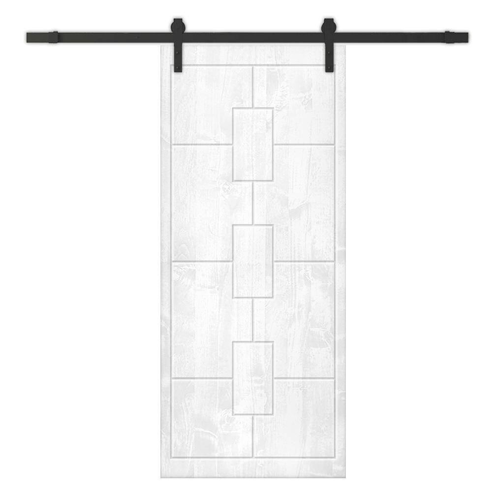 42 in. x 96 in. White Stained Pine Wood Modern Interior Sliding Barn Door with Hardware Kit price history on PriceWatchPro