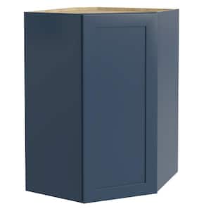 Newport Blue Painted Plywood Shaker Assembled Diagonal Corner Kitchen Cabinet Soft Close 24 in W x 12 in D x 42 in H