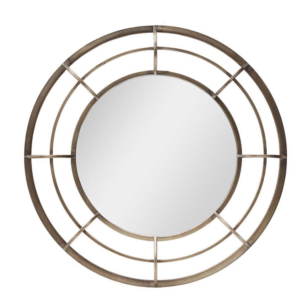 PARISLOFT 28 in. W x 28 in. H Round Vintage Metal Framed Antique Bronze