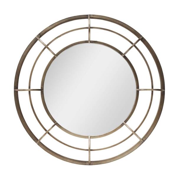 PARISLOFT 28 in. W x 28 in. H Round Vintage Metal Framed Antique Bronze