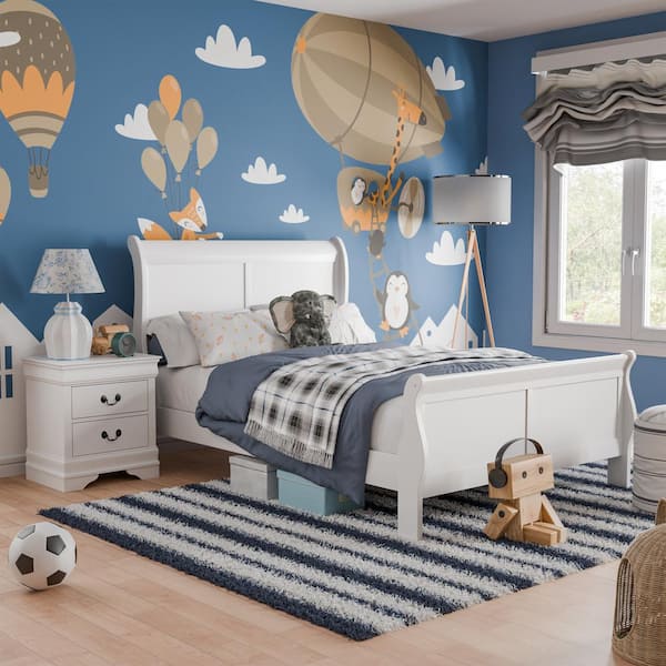 Furniture of America 2-Piece Burkhart White Wood Full Bedroom Set with Nightstand