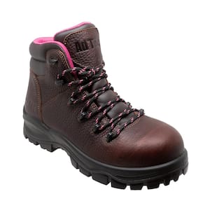 Women's 6 in. Waterproof Work Boots - Cap Toe - Brown - Size 6 (M)