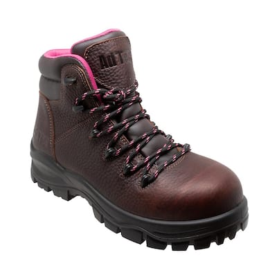 Women's 6 in. Waterproof Work Boots - Cap Toe - Brown - Size 9 (M)