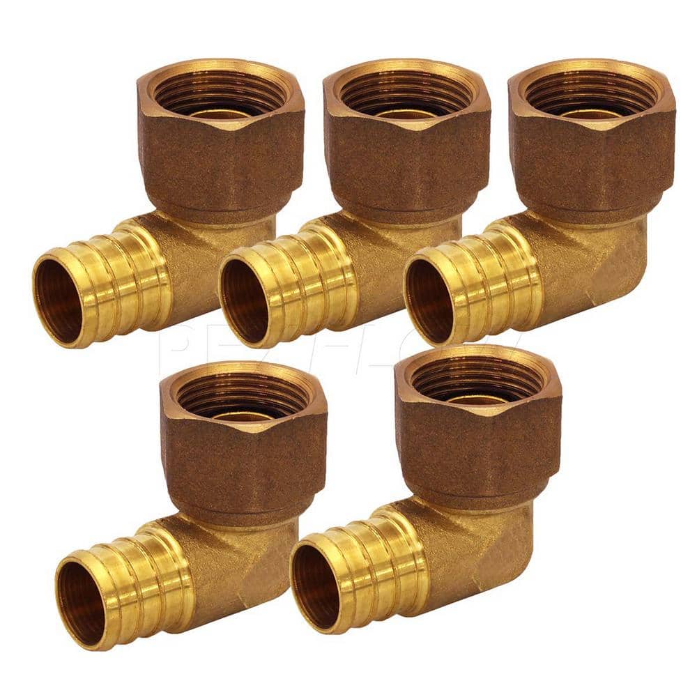 FULL PORT 10 PIECES XFITTING 3/4 PEX X 3/4 MALE NPT THREADED ELBOW 90 DEGREE BRASS BARBED CRIMP FITTING LEAD FREE BRASS 