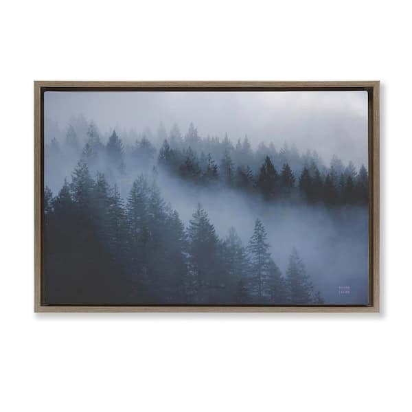 Stupell Industries Fog Filled Trees Landscape by Nathan Larson Brown Floater Frame Nature Graphic Art Print 17 in. x 25 in.
