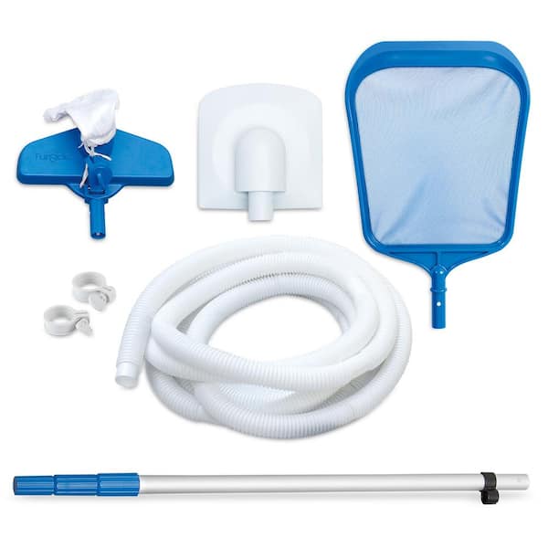 Deluxe Maintenance Kit for Above Ground Pools, with Adjustable Pole, Water Hose, Vacuum Adapter and Skimmer, Blue