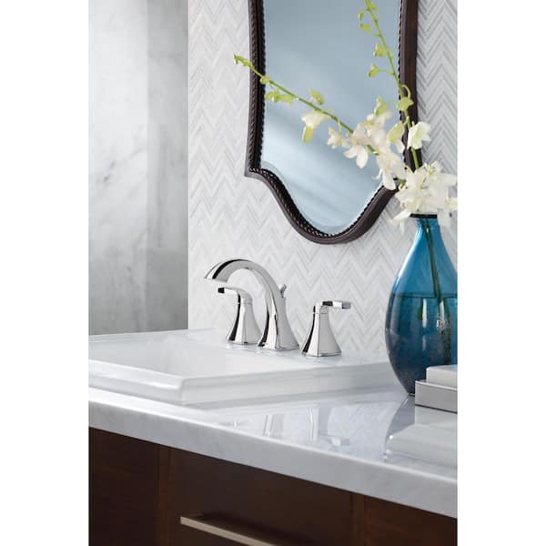 Voss 8 in. Widespread 2-Handle High-Arc Bathroom Faucet Trim Kit in Chrome (Valve Not Included)