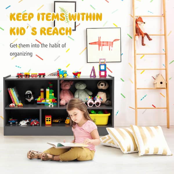 Costway 5-cubby Kids Toy Storage Organizer Wooden Bookshelf
