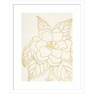 Gold Gardenia Line Drawing by Moira Hershey 1-Piece Framed Giclee Abstract Art Print 21 in. x 17 in.
