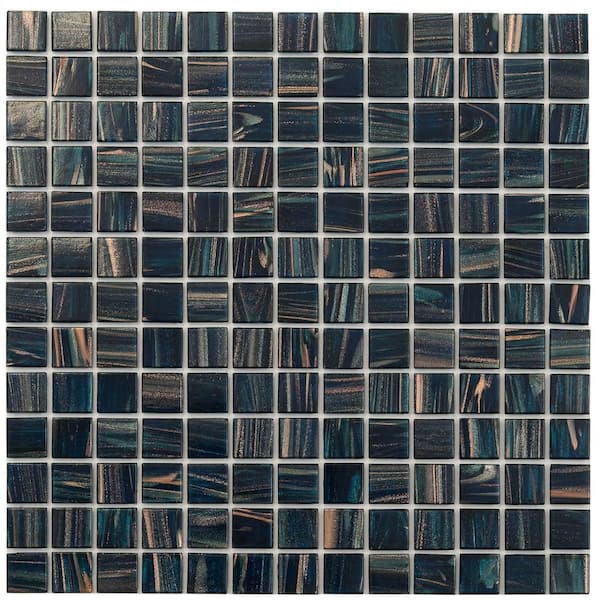 Celestial 12 in. x 12 in. Glossy Berlin Blue Glass Mosaic Wall and Floor Tile (20 sq. ft./Case) (20-Pack)