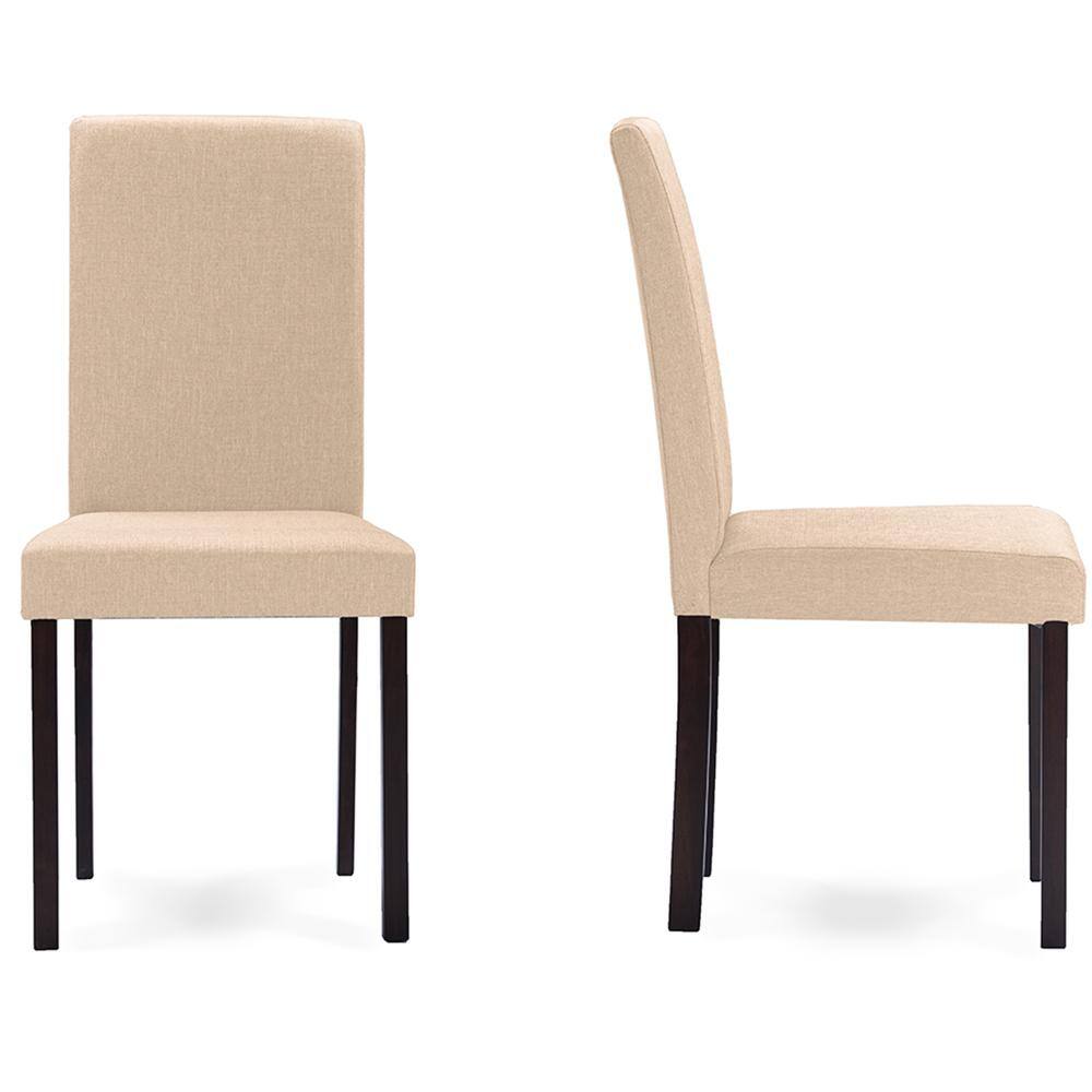 Espresso Wood Dining Set with Beige Upholstered Chairs, 5-Piece