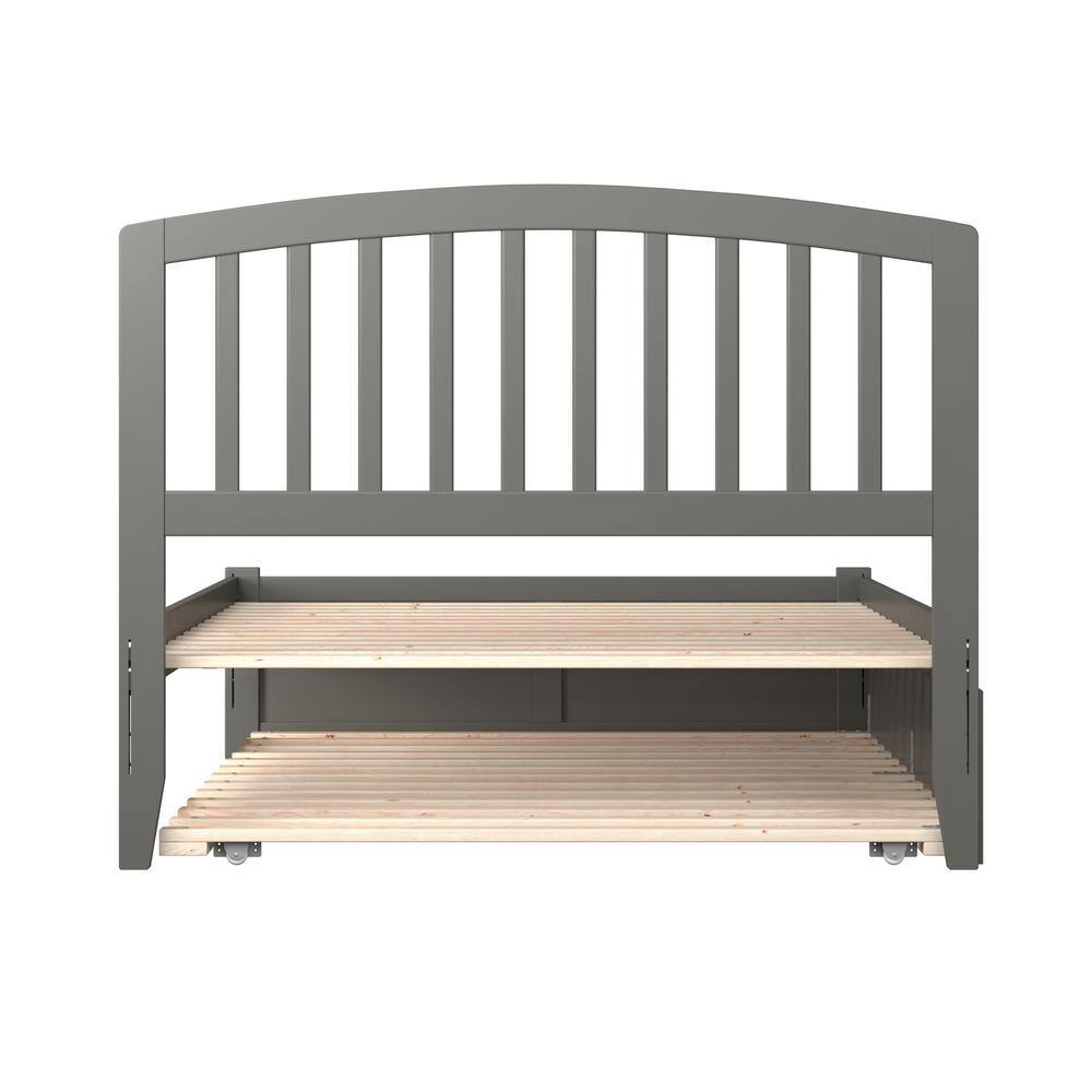 Richmond Gray Full Platform Bed with Trundle and Slats