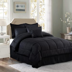 10-Piece Black Plaid King Comforter Set