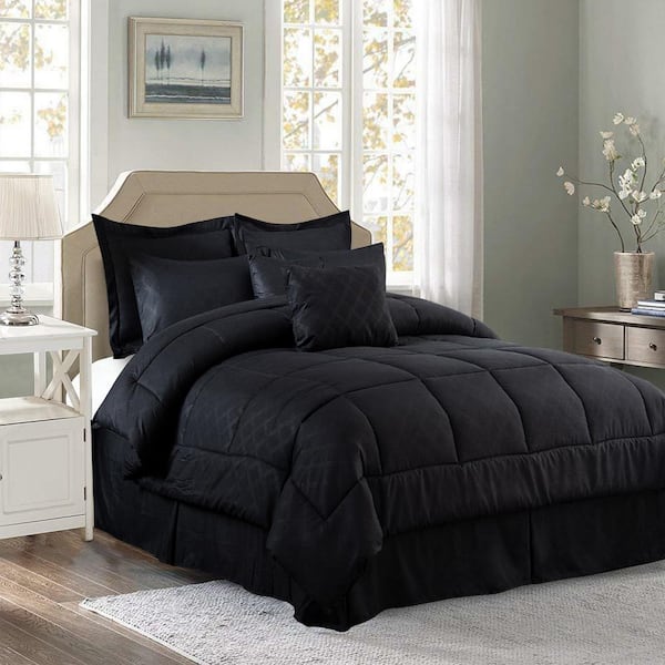 JML 10-Piece Black Plaid King Comforter Set