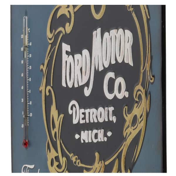 Open Road Brands Weather Resistant Die Cut Embossed Tin Thermometer Decor  Sign, Grey