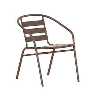 Brown Steel Outdoor Dining Chair in Brown