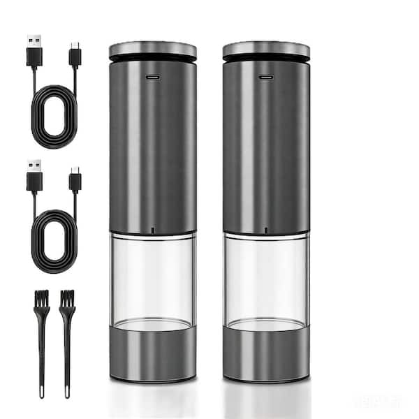 2 Sets of Eelectric Salt and Pepper Grinders Battery Powered Adjustable for Grinding Fineness, Suitable for Home Kitchen
