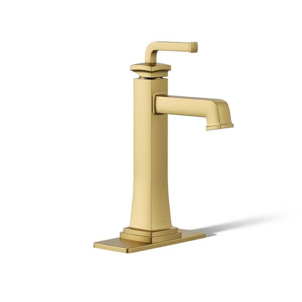 KOHLER Riff Single-Handle Single-Hole Bathroom Faucet in Vibrant Brushed Moderne Brass