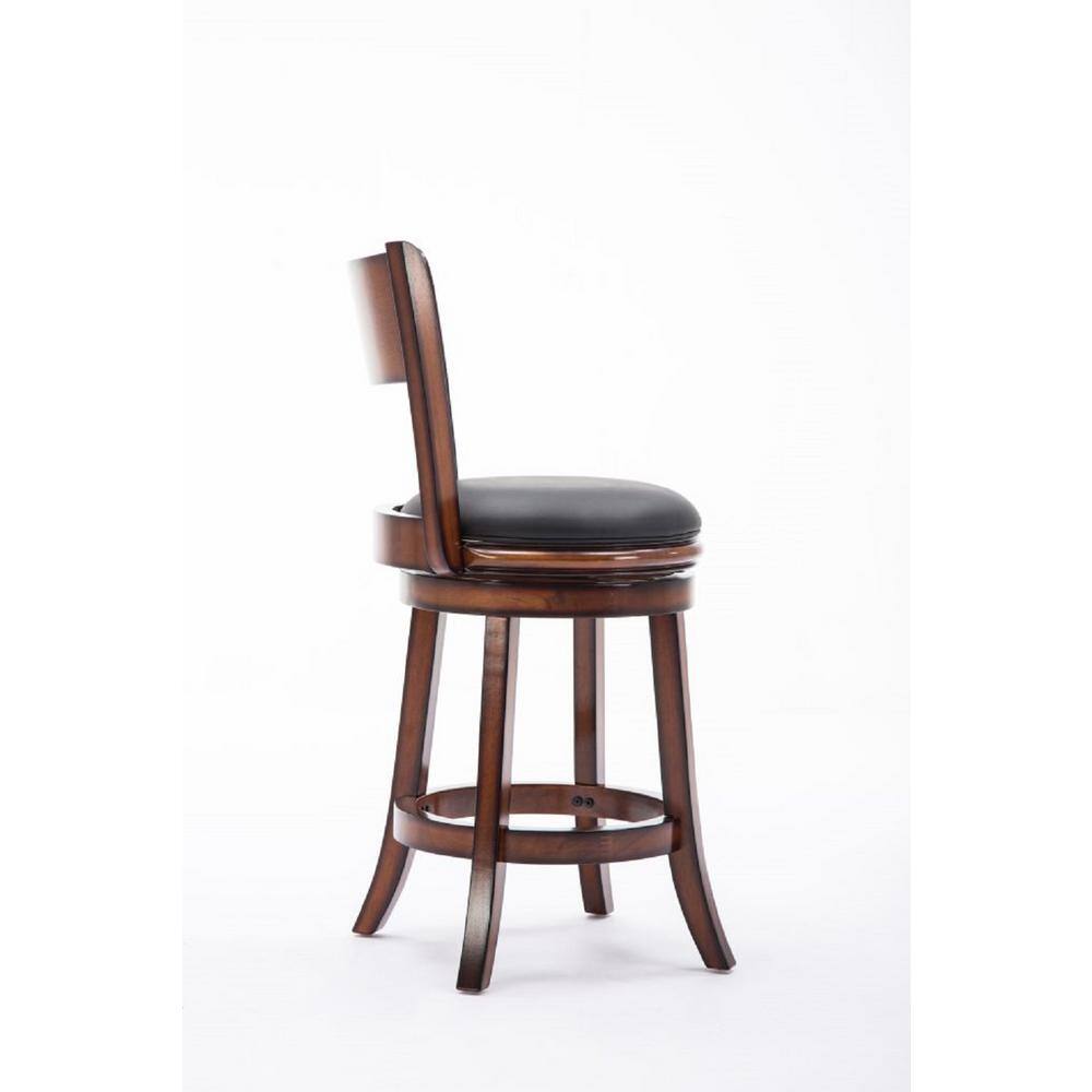 Chestnut Bonded Leather 24" Swivel Counter Stool with High-Density Foam