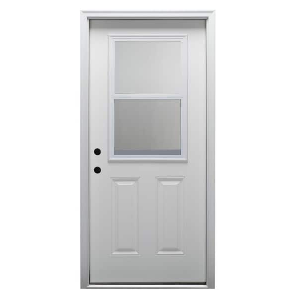 MMI Door 34 in. x 80 in. Classic Right-Hand Inswing 1/2-Lite Clear Vented Primed Steel Prehung Front Door on 6-9/16 in. Frame