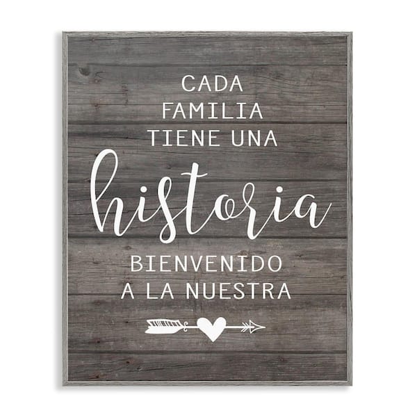 Stupell Industries Family History Translation by Lettered and Lined Gray Framed Typography Giclee Art Print 14 in. x 11 in.